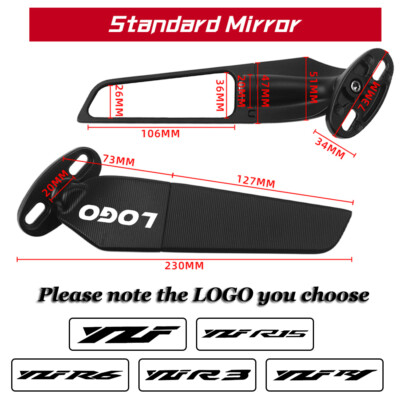 Rearview Mirror Wind Swivel Stealth Wing Fin for YAMAHA YZF R1 R15 R3 R6