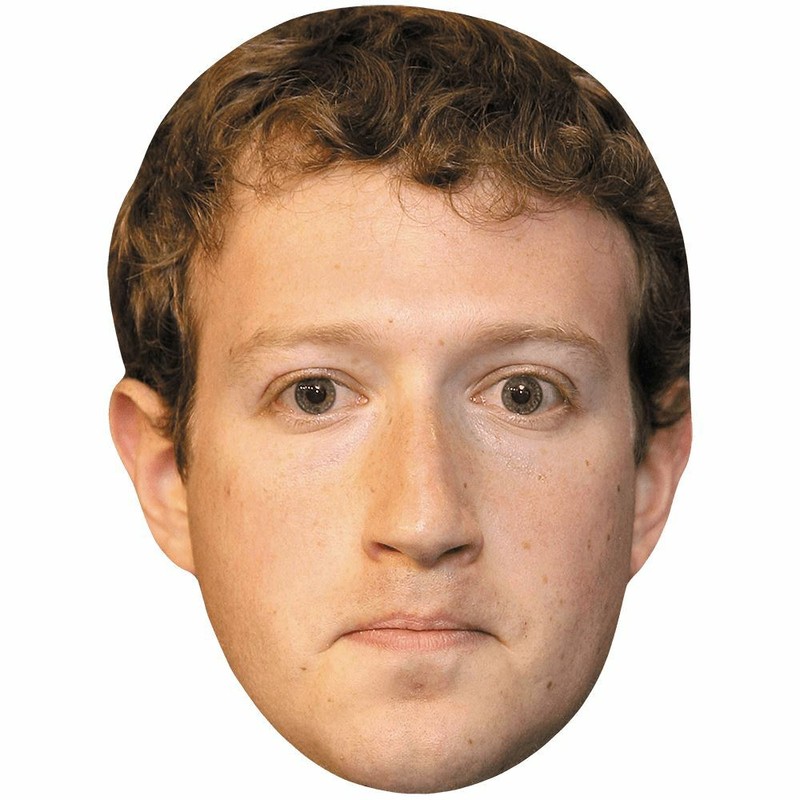 Mark Zuckerberg (Solemn) Celebrity Mask, Flat Card Face