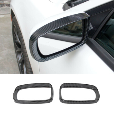 Side Door Mirror Eyebrow Guard Cover Trim For Dodge Charger 2011+ Carbon Fiber 