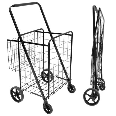 mount-it! Rolling Utility Shopping Cart 41'' x 25'' Steel Indoor/Outdoor Black