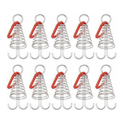 10x Deck Anchor Pegs Aluminium Alloy Octopus Tent Stakes with Spring Buckle C271