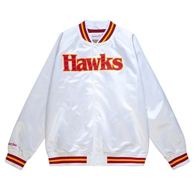 

Mitchell - Ness Легкая Атласная Куртка Мужские Белые Пальто Куртки Верхняя Одежда STJK, Белый, Mitchell - Ness Lightweight Satin Jacket