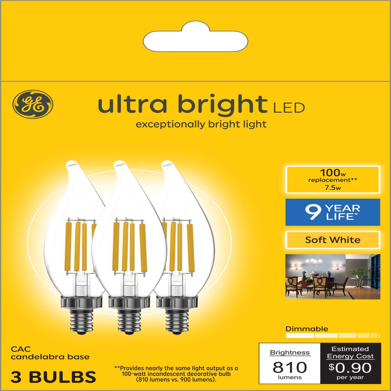 Decorative Bent Tip Style Daylight 100 Watt New