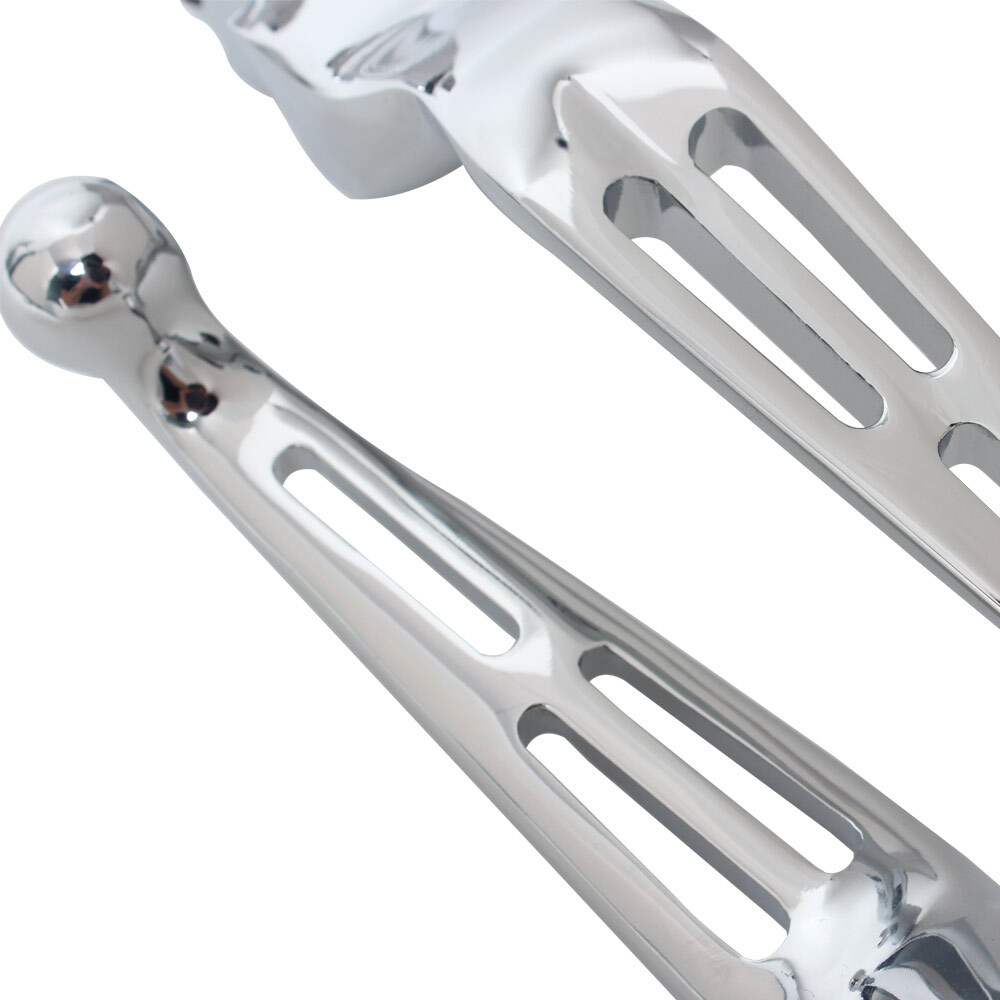 Pair Chrome Wide Brake Clutch Lever Slotted Lever For Harley Davidson 96-17