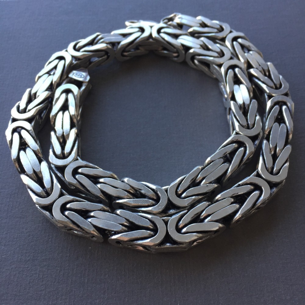 Pre-owned Handmade Mens King Box Chains Necklace Oxide Real 925 Sterling Silver 10mm 355gr 26 Inch