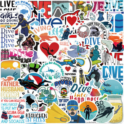 ⭐ 50 Stück Diving Tauchen/ Scuba Diving Urlaub Koffer Aufkleber Stickerbomb