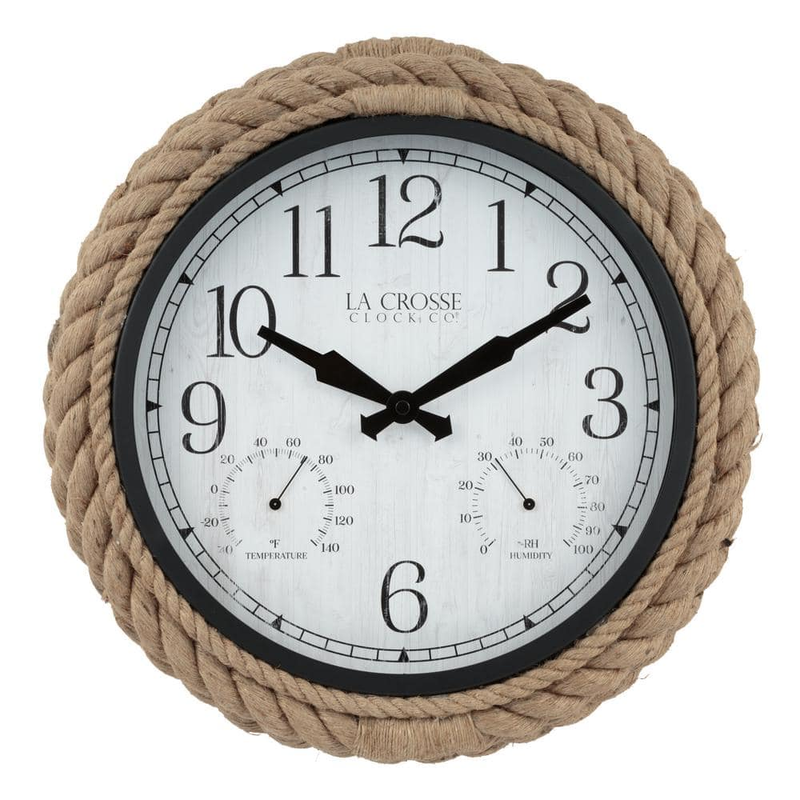 14 In. Rowan Indoor/Outdoor Rope Analog Quartz Wall Clock, L