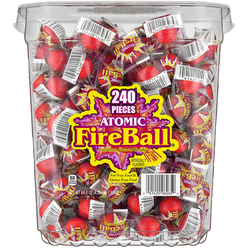 Atomic Fireballs Candy 4.05 Pound Bulk Tub 240 Count 1 Pack Red Hot Flavor