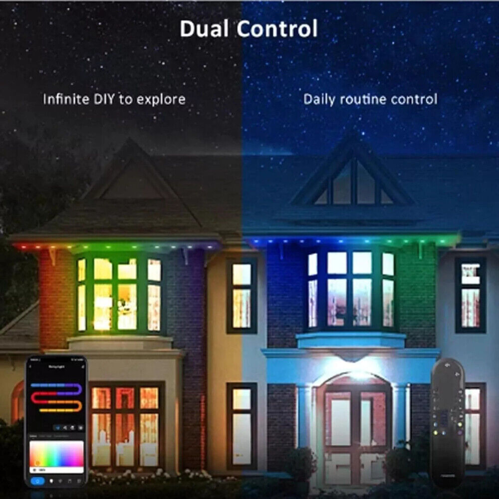 2M-20M Smart Rainbow Permanent Outdoor LED Light USB Bluetooth APP Control Kit