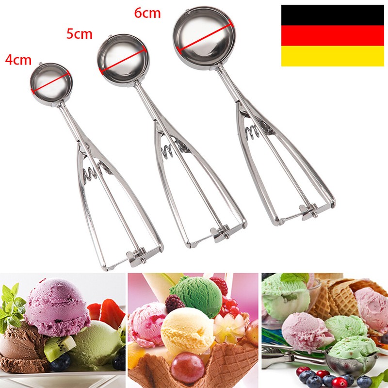 3x Eisportionierer Edelstahl Eislöffel Portionierer für Eiskugeln, Melonenkugeln