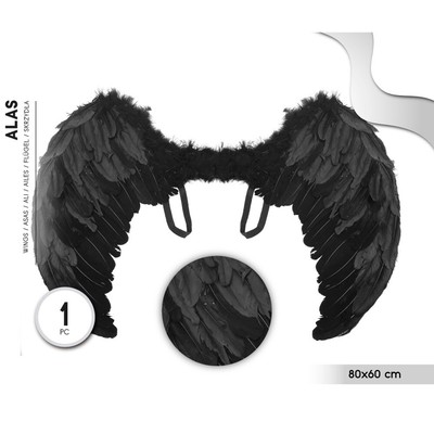 Alas de Plumas Negra Para Halloween Carnaval Disfraz de Angel Negra 80 x 60 cm