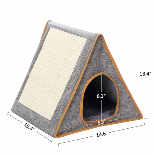 Portable Warm Fold Cat House/Condo with Cat Scratching Board Indoor or Outdoor