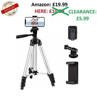 Phone Tripod, LINKCOOL 42 Aluminium Lightweight Portable Camera Tripod RRP£19.99