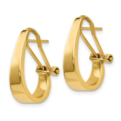 Pre-owned Skyjewelers Real 14kt Yellow Gold Polished J-hoop Omega Back Post Earrings