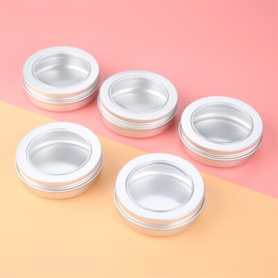 5pcs Aluminium Empty Cosmetic Pot Jar  Container Silver Sample Bottle 25ml-100ml