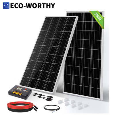ECO-WORTHY 200W Watt Monocrystalline Solar Panel Kit 12V Volt for Home RV