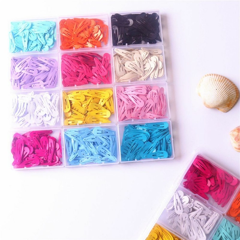 30pcs Candy Color Paint Cute Hair Snap Clip Hairpin Small Barrette