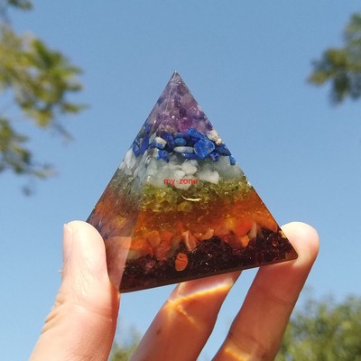 7 Chakra Orgone Orgonite Pyramid Reiki Chakra Energy Healing Meditation Crystal