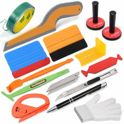 PRO Car Wrap Tools Kit Vinyl Felt Squeegee Knifeless Tape 2 Magnets Window Tint