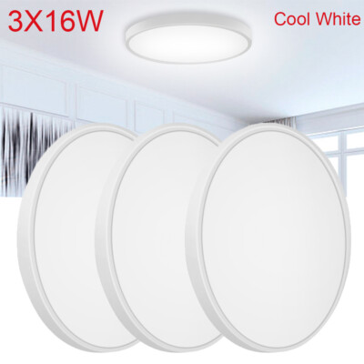 3X16W LED Ceiling Down Light Thin Flush Mount Kitchen Lamp Home Fixture 6000K