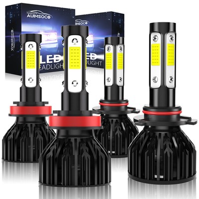 4x LED Headlight 4-Sides Bulbs For Chevrolet Silverado 3500 2008-2013 2015-2018
