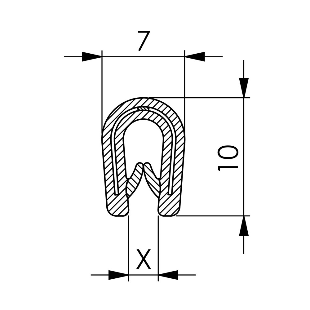 PVC-Kantenschutzprofil Klemmbereich 1,0 - 3,0 mm Stahlklemmband schwarz