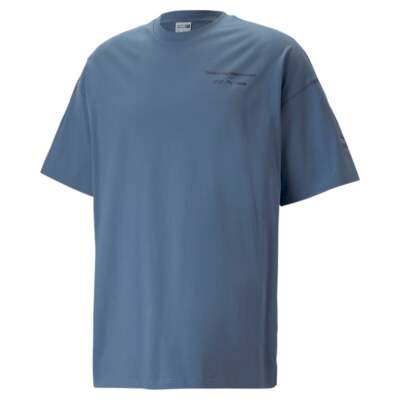 

Puma Classics Escape Graphic Crew Neck Футболка с коротким рукавом Мужская синяя повседневная футболка, Синий, Puma Classics Escape Graphic Crew Neck Short Sleeve T-Shirt