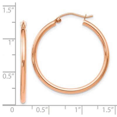 Pre-owned Superdealsforeverything Real 14kt Rose Gold 2x30mm Polished Hoop Earrings In Pink