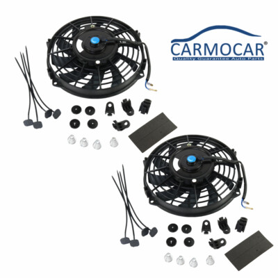 2 pc  12V 9'' inch Slim Fan Push Pull Electric Radiator Cooling Fan Mount