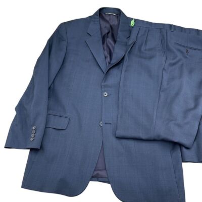 ジャケット・アウター johnlawrencesullivan navy Paul Dione Suit Men 44L/35W 31.5L Blue Woven Wool Classic