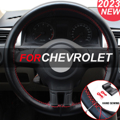 Negro Rojo 37-38cm/15'' Volante de cuero para for Chevrolet Universal