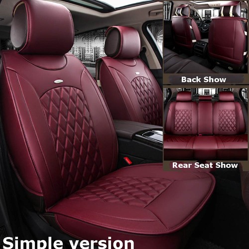 Details About Simple Version Wine Red Leather Seat Covers Front Rear For Honda Accord Civic