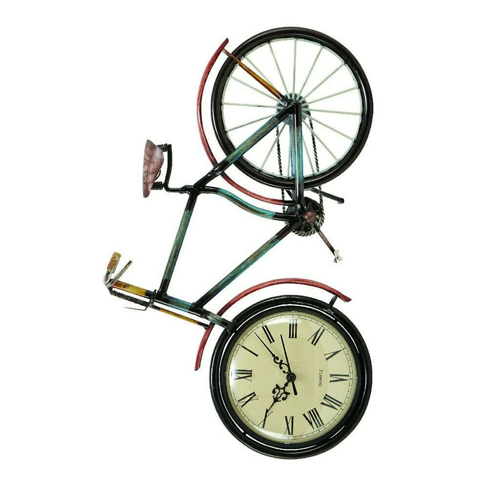 Benzara Cycle Shaped Metal Table Clock With Analog Display, Multicolor