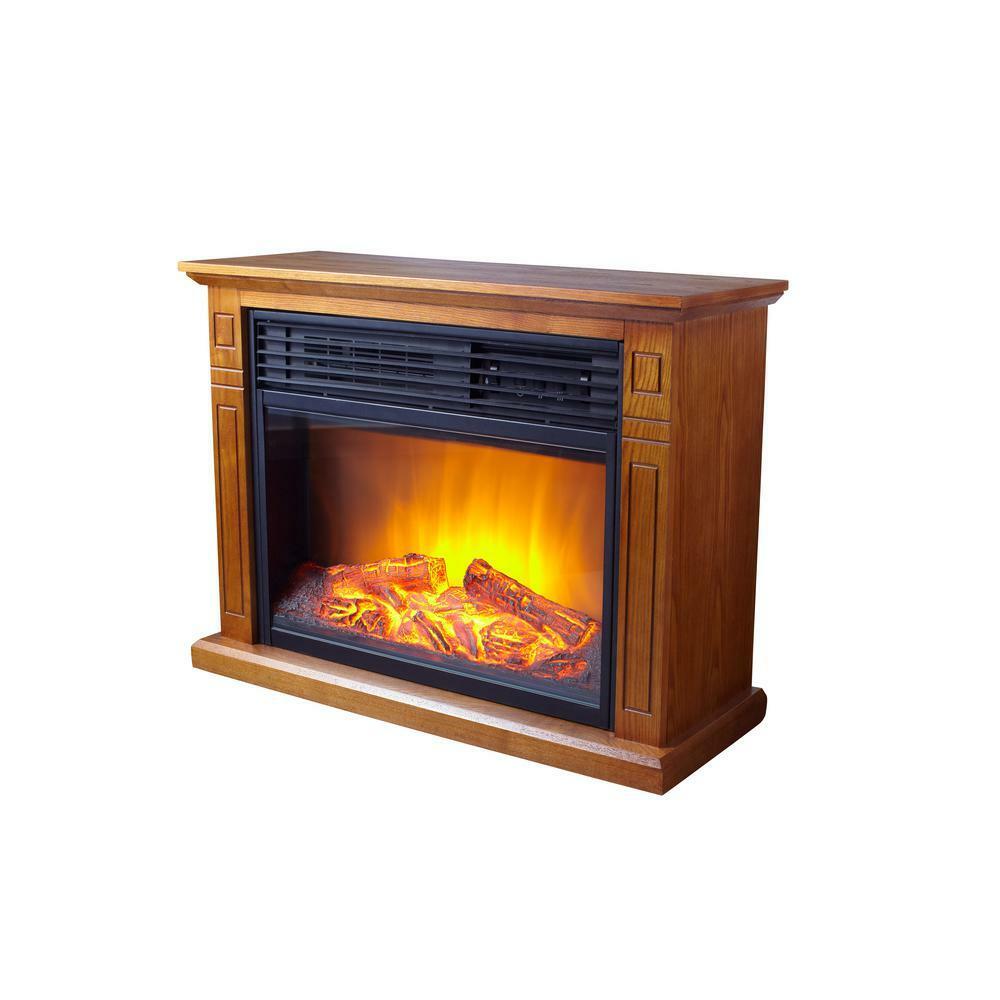 Large Room Electric Infrared Fireplace Heater Wood Mantel