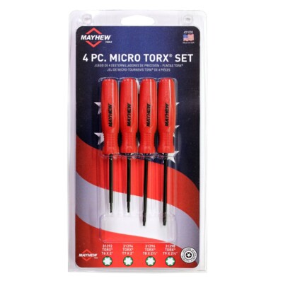 Mayhew 4pc Torx Micro Precision Screwdriver Set 31030 T6-T9 Made in USA