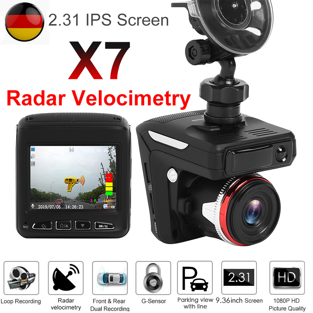 1080p Dash Cam Auto Radarwarner IPS Display Full HD Dashboard Kamera Detektor DE