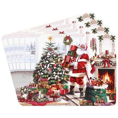 Santa Christmas Dinner Place Mats Or Coasters - Set of 4 Placemats or Coasters