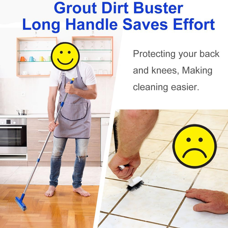 Grout Cleaner Brush - with 58" Stainless Steel Adjustable Handle, Shower Cleaner