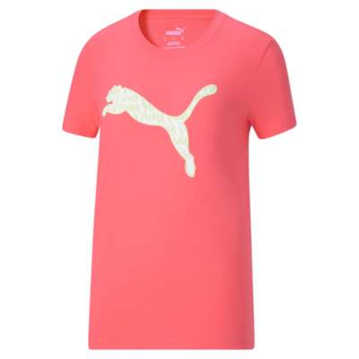 

Puma New Cat Графический круглый вырез с короткими рукавами Женские розовые повседневные топы 6727, Розовый