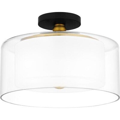 2 Light Semi-Flush Mount In Modern Style-9.75 Inches Tall and 14 Inches Wide -