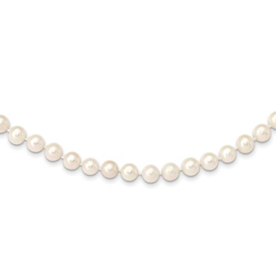 Pre-owned Superdealsforeverything Real 14kt Yellow Gold 7-8 Mm White Near Round Freshwater Cultured Pearl Necklace