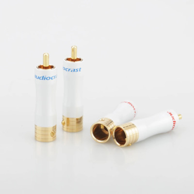 4xRCA Male Plug Audio Video in-Line Jack Adapter Gold Plated RCA Plug Solderless
