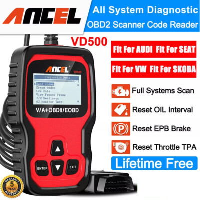ANCEL VD500 All System OBD2 Scanner Diagnostic Tool ABS SRS EPB Oil For VW Audi