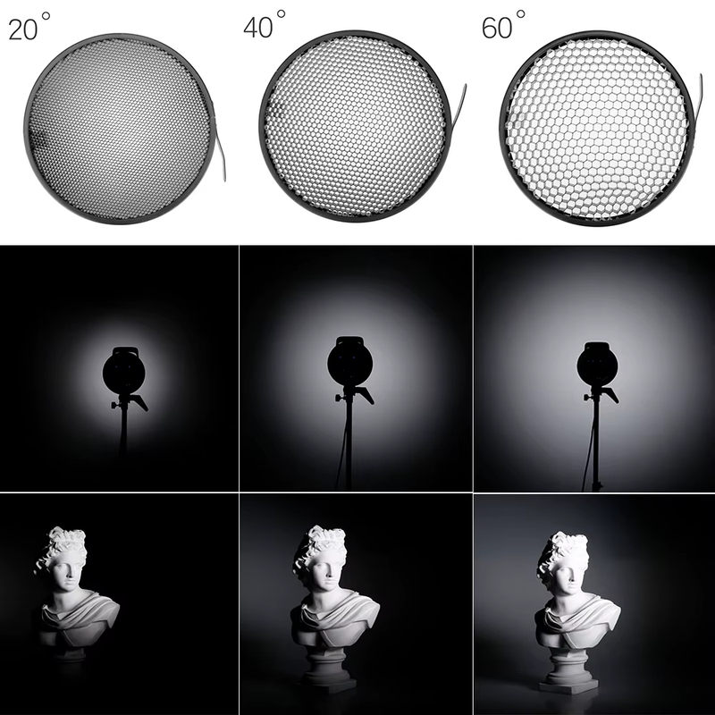 7inch 18cm Standard Reflector Diffuser with 10/20/30/40/50/60 Degree Honeycomb G
