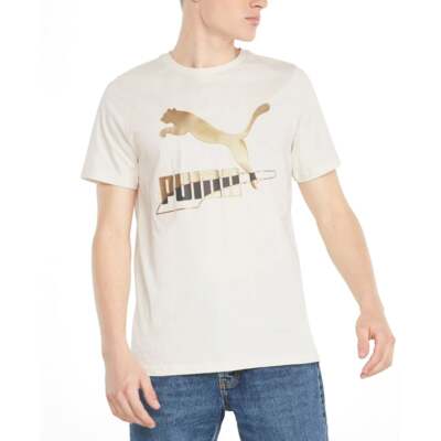 

Puma Classics Graphics Футболка с круглым вырезом и короткими рукавами Мужские бежевые повседневные топы 531, Бежевый, Puma Classics Graphics Crew Neck Short Sleeve T-Shirt