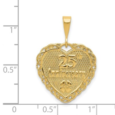 Pre-owned Skyjewelers Real 14kt Yellow Gold Reversible 25th Anniversary Charm