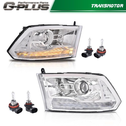Fit For 2013-2018 Dodge Ram 1500 2500 3500 Chrome Projector Headlights w/LED DRL