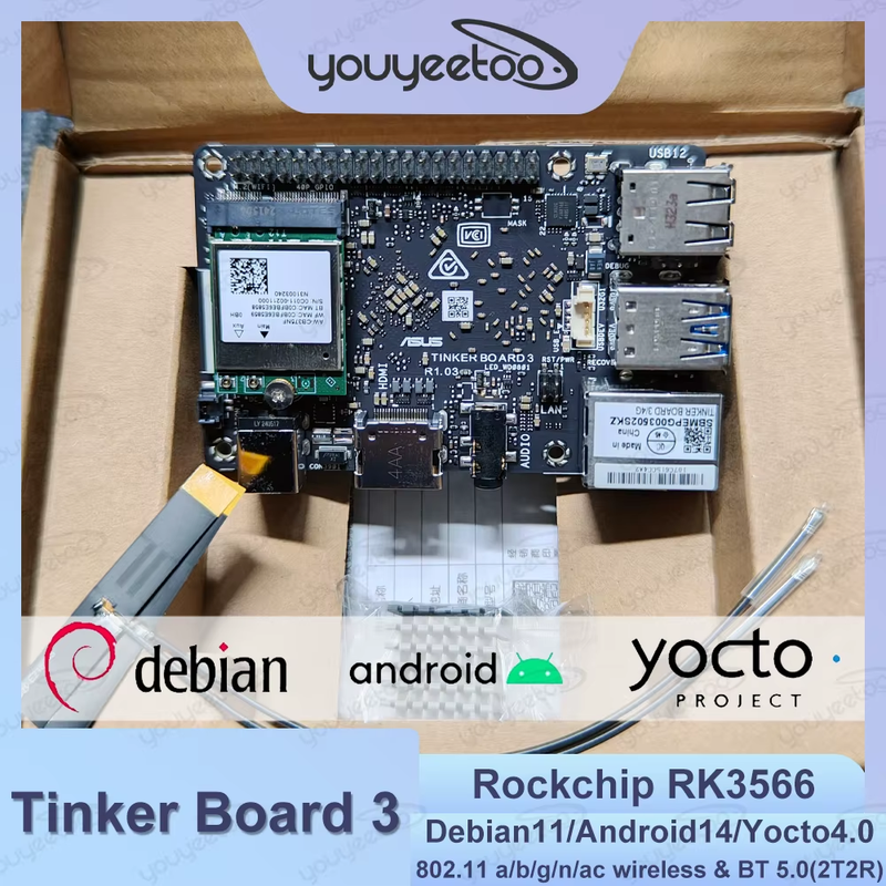 ASUS Tinker Board 3 SBC Quad-core Arm Motherboard 4GB LPDDR4X MIPI-DSI Rockchip