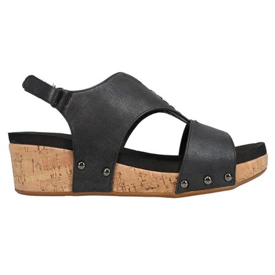 Женские повседневные сандалии на танкетке Corkys Refreshing Wedge Размер 6 M 41-0142-BLCK