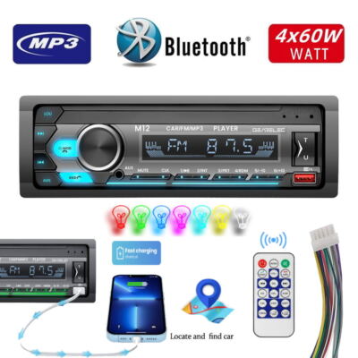 Bluetooth Car Stereo Audio In-Dash FM Aux Input Receiver TF USB MP3 Radio Player